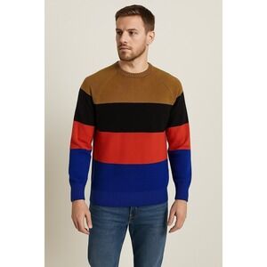 American Eagle Sweater Mens L Multicolor Blocked Striped Crewneck Pullover